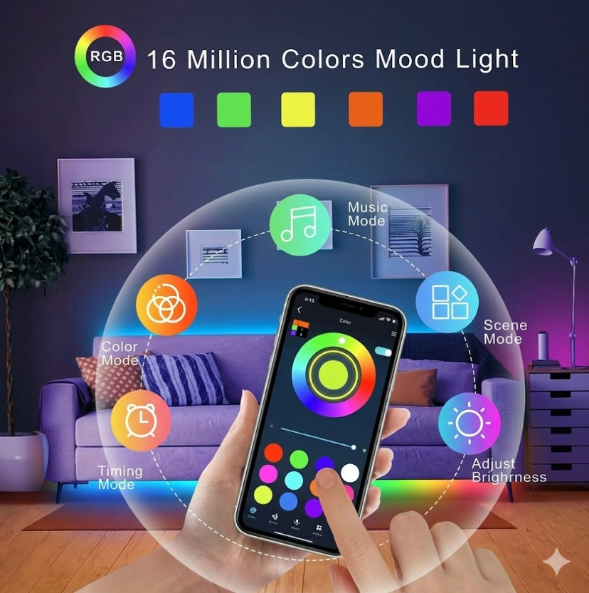 LED lights transform an ordinary room into a beautiful space